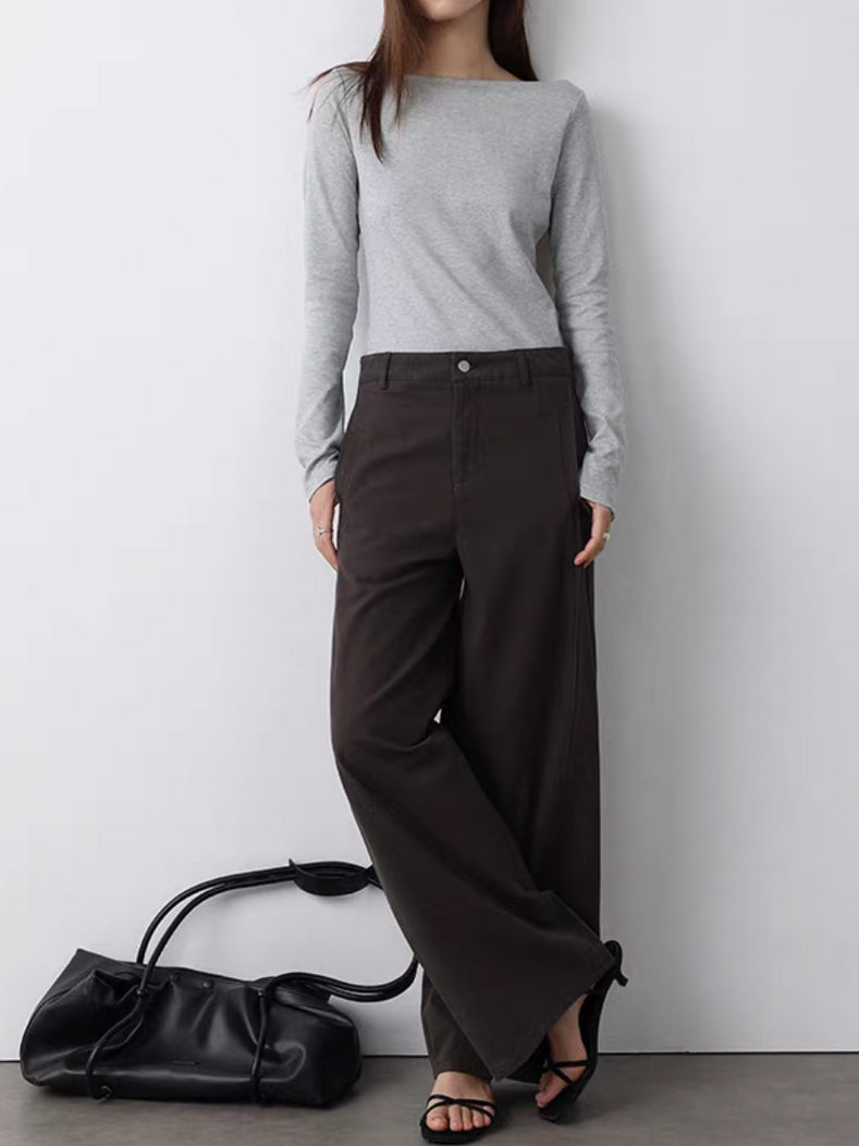 High waisted side contour straight pants 10