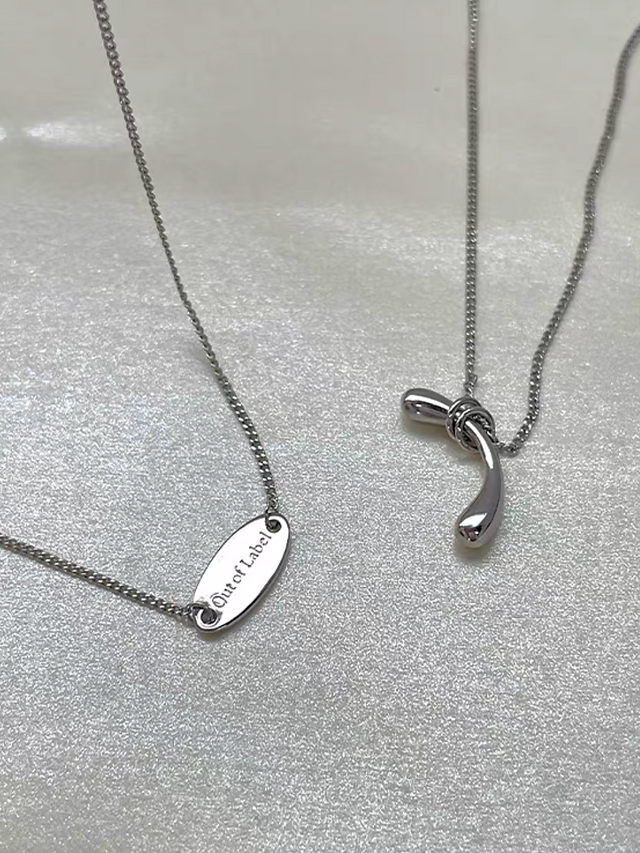 925 Silver double layers engraved pin & curved pin necklace 7