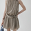 Thumbnail: Striped khaki belted halter cotton one piece / dress