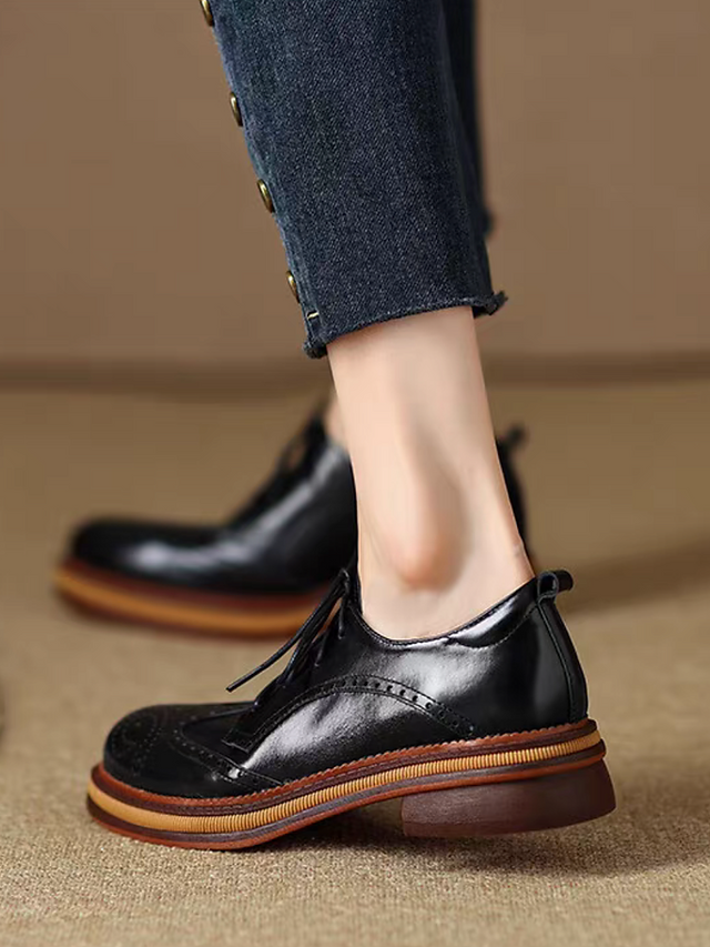 Brogue calf leather lacing Oxford shoes 9
