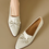 Thumbnail: Ribbon embossed lambskin wood heel pointy shoes