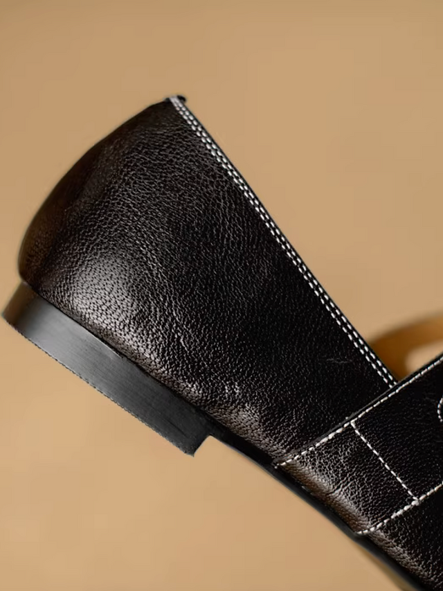 Double buckle straps pointy lambskin Mary Janes 13