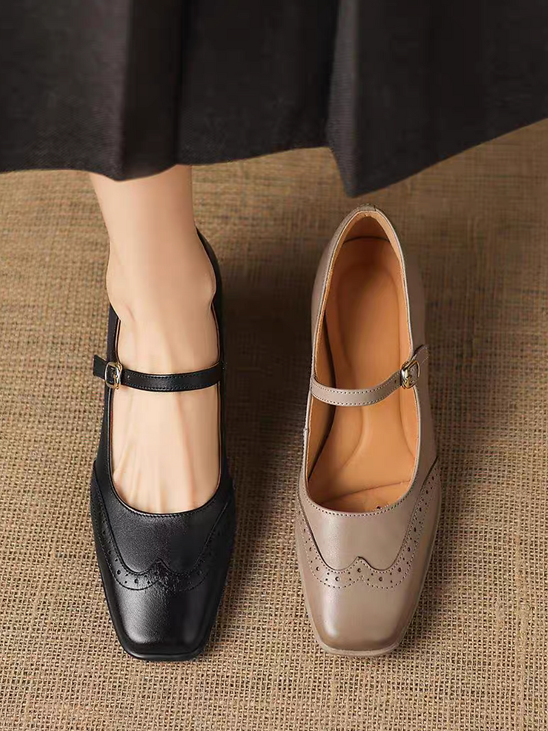 Brogue chunky heel calf leather Mary Janes 11