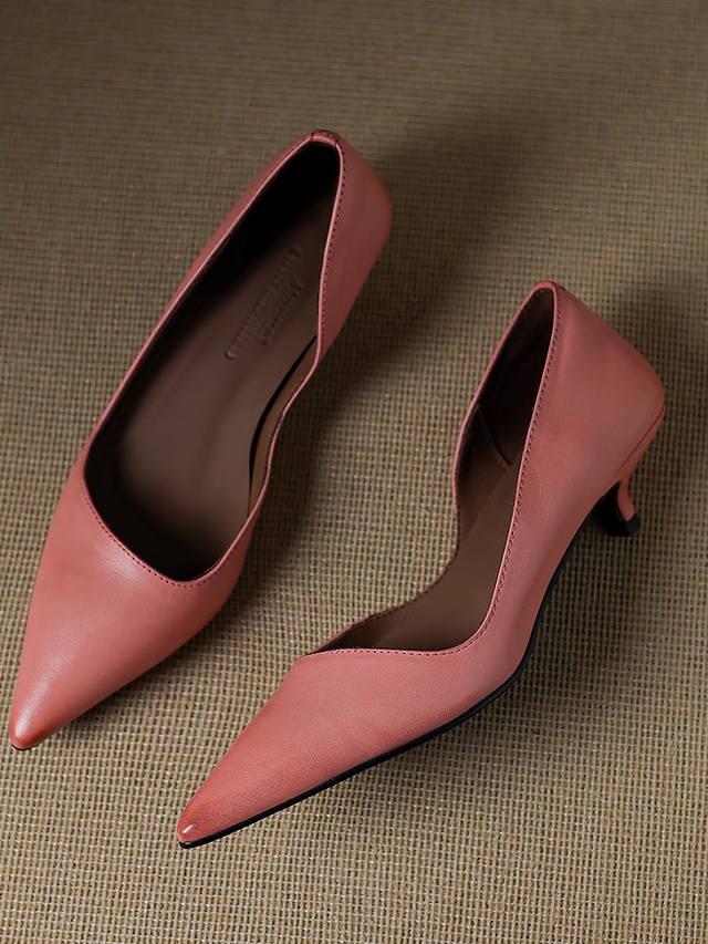 Soft calf leather pointy brushed off stilettos 14