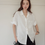 Thumbnail: Linen tencel shell buttoned mid length shortsleeved shirt