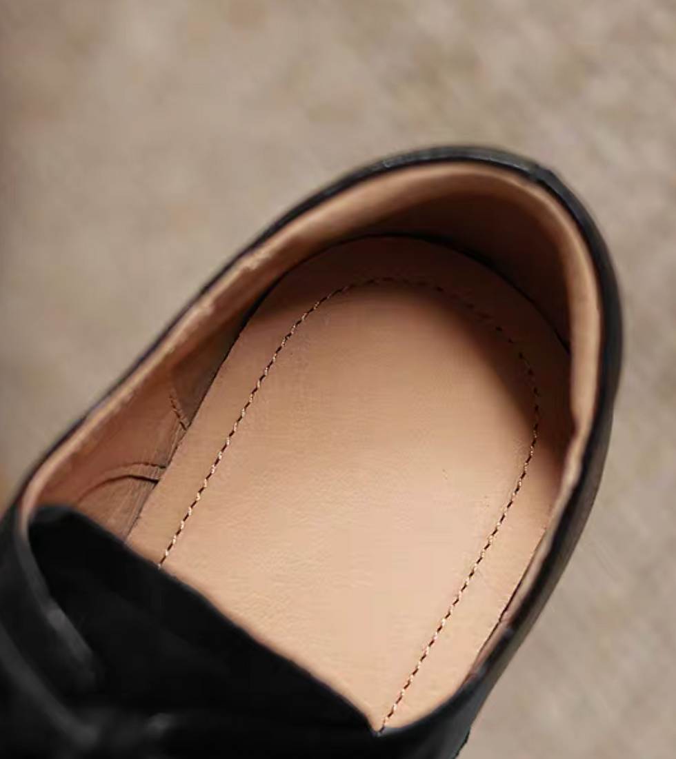 Thumbnail: Square toe embossed lambskin chunky heel lacing shoes
