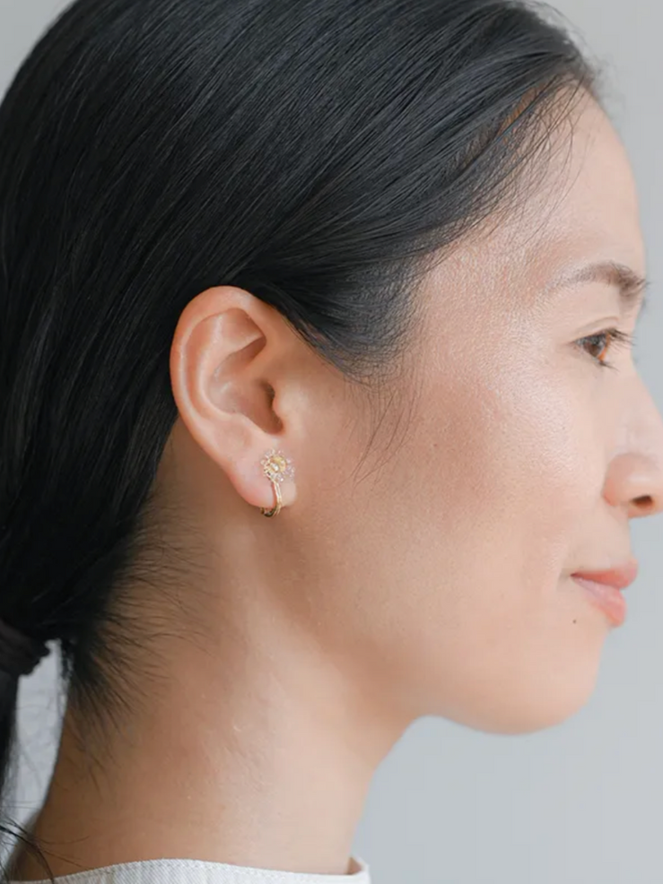 Handmade Hario x Olida morning glow chamomile clear glass earrings 6