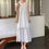 Thumbnail: Embroidered docking white cotton tencel layered sleeveless dress + hairband