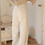 Thumbnail: Back adjusted strap denim high waisted straight pants