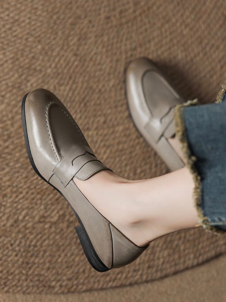 Contour calf leather brushed off penny saver loafers 2