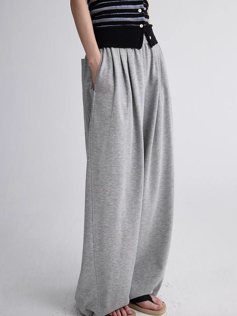 Folded docking black heather grey cotton elasticated pants 2