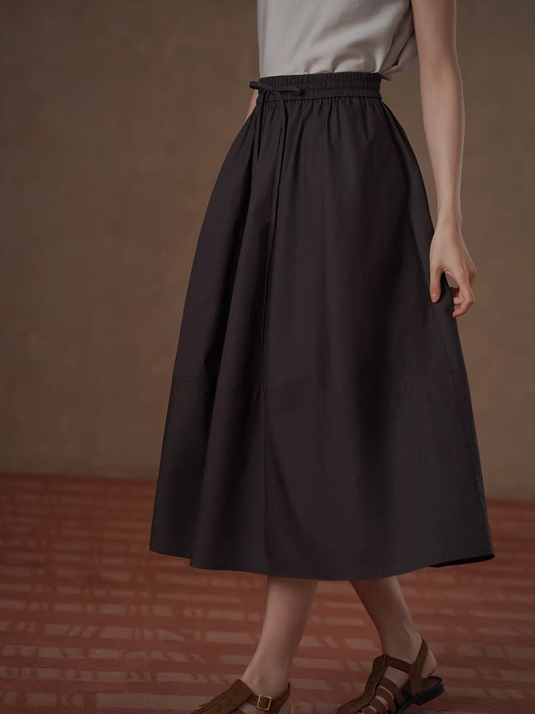 Mocha cotton rayon elasticated contour skirt 5