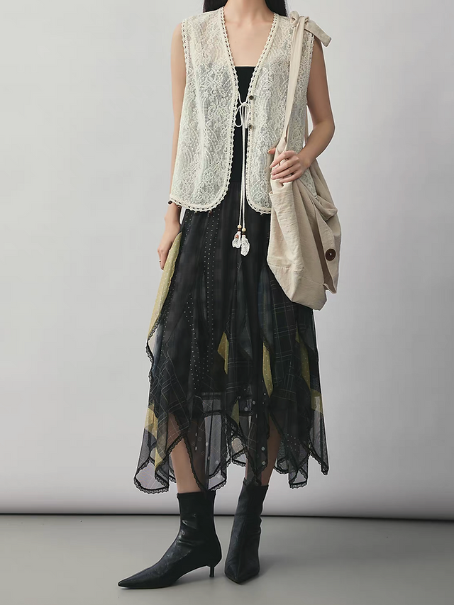 Lace tassels ivory crochet vest 10