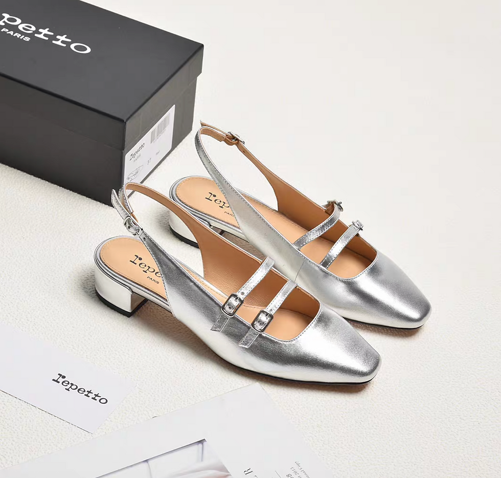 Thumbnail: Repetto Paris made in France double straps pointy sling sheep skin Mary