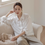 Thumbnail: Sheer cotton tencel embossed cropped shirt