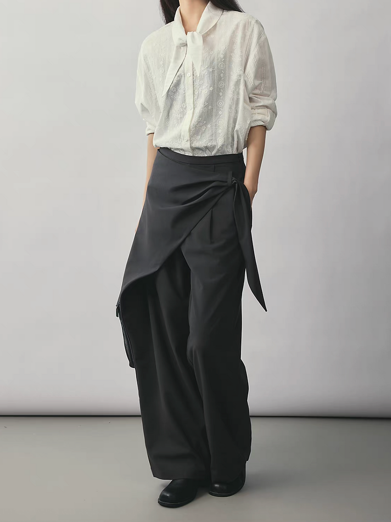 Embossed floral pure cotton white collarette blouse 4