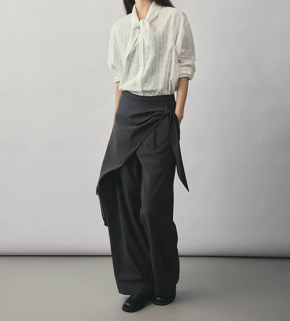 Thumbnail: Embossed floral pure cotton white collarette blouse