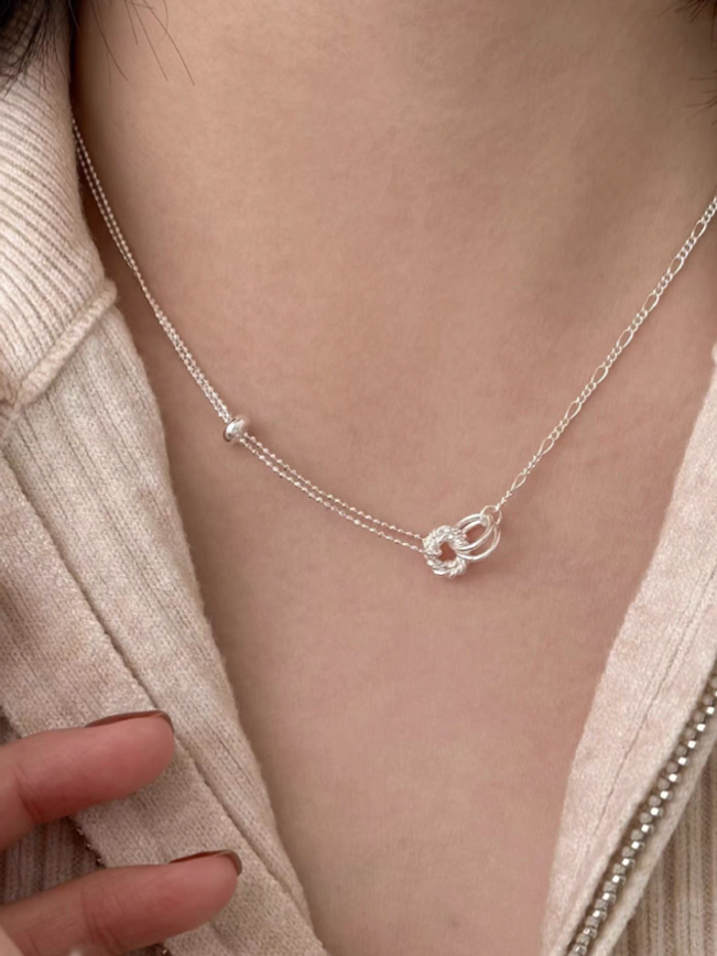 925 silver triple loops necklace 3