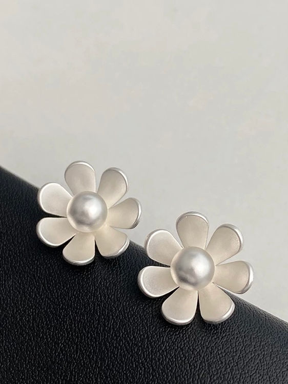 925 silver floral alloy plastic pearl earrings  3
