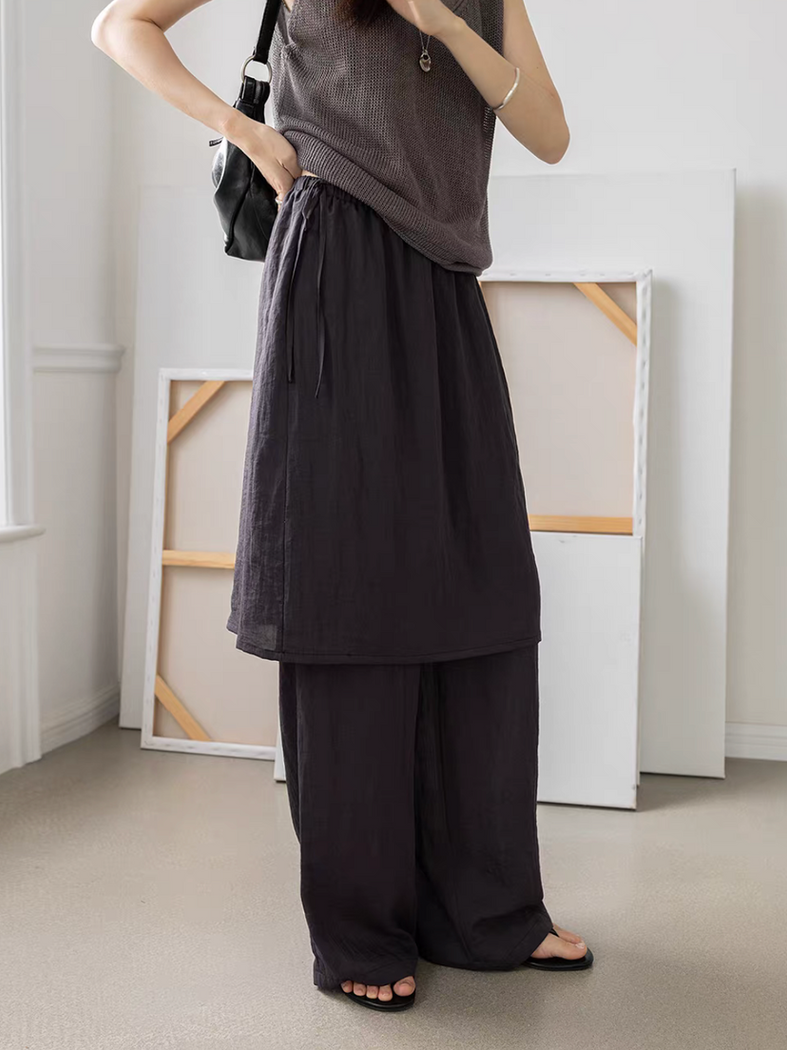 Modal poly cotton drawstring elasticated skirt pants 5