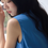Thumbnail: Cornflower blue pleated sleeveless cotton linen dress