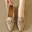 Thumbnail: Ribbon embossed lambskin wood heel pointy shoes