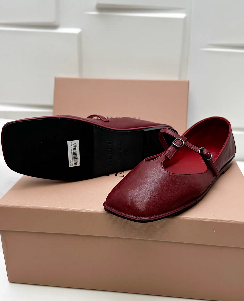 Thumbnail: HEREU Made in Spain T strap sheep skin buckles Mary Janes