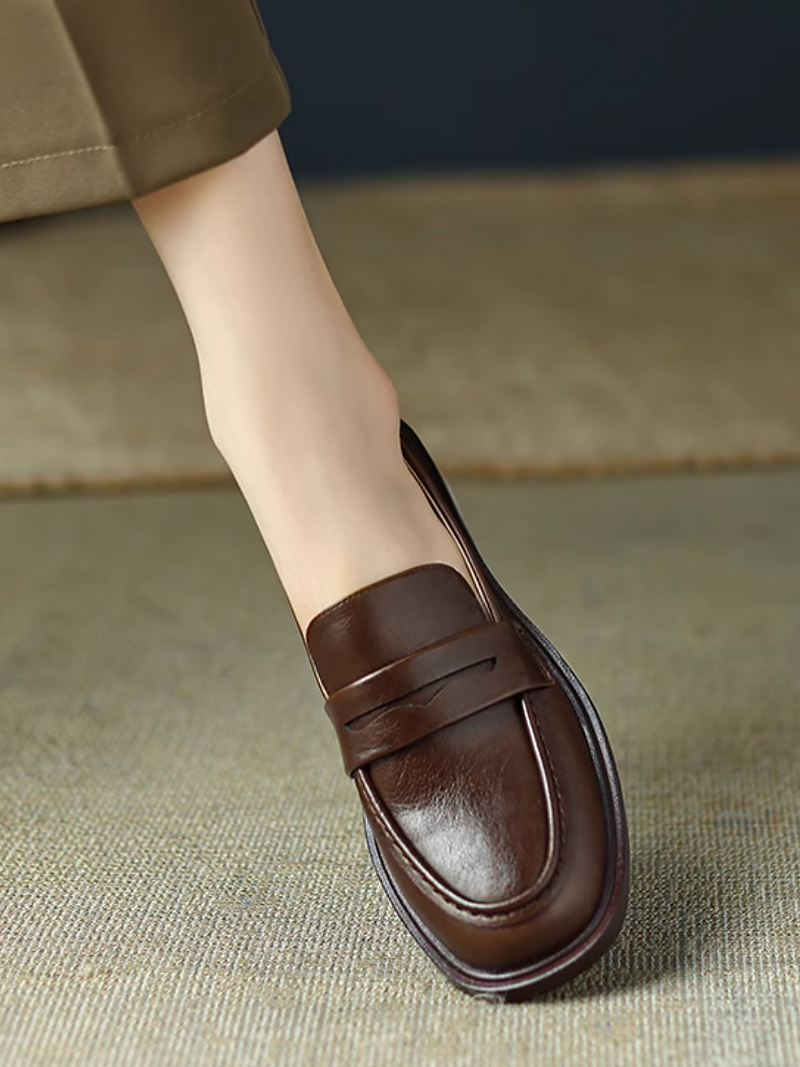 Calf leather brushed off color penny saver loafers 2