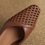 Thumbnail: Sling back diagonal weaved calf leather pointy low heels