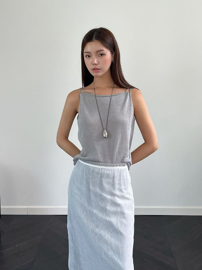 Paper poly viscose double straps knitted camisole 9