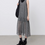 Thumbnail: Embossed dottie poly chiffon U neck sleeveless sheer grey checker dress