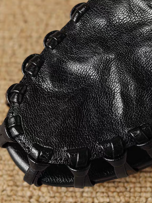 Ruffled lambskin side crochet sling back sandals 10