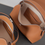 Thumbnail: Caramel single flap toga embossed calf leather two way crossbody bag