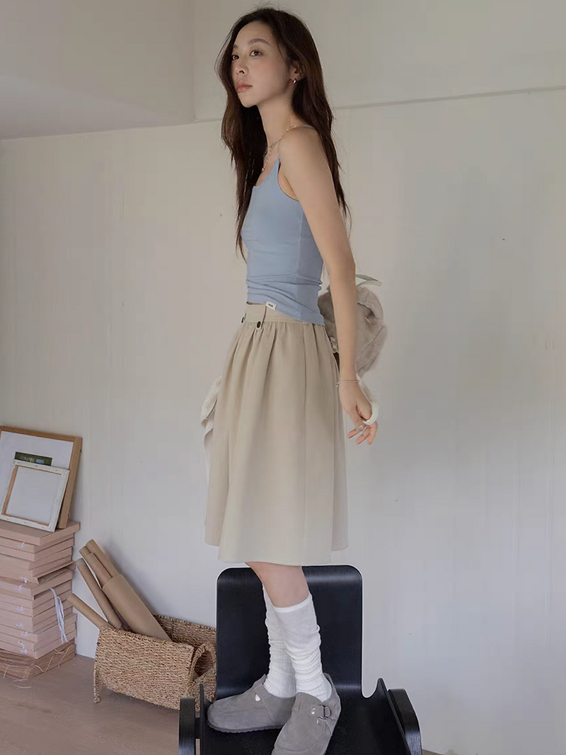 Back elasticated tencel cotton A line skirt 14