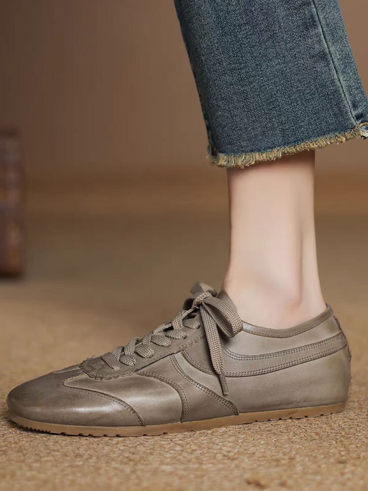 Calf leather brushed off color contour lacing shoes 5