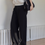 Thumbnail: Back adjusted strap denim high waisted straight pants