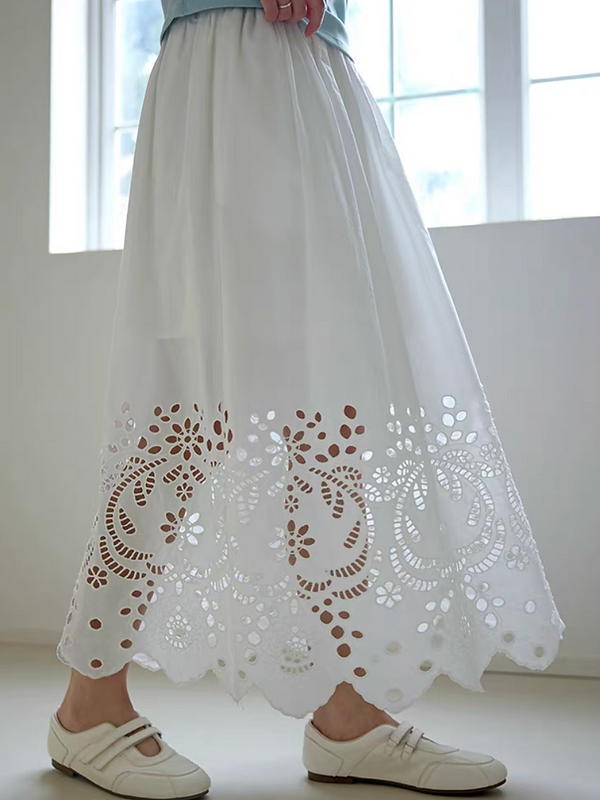 Elasticated cotton lined layered floral crochet table skirt