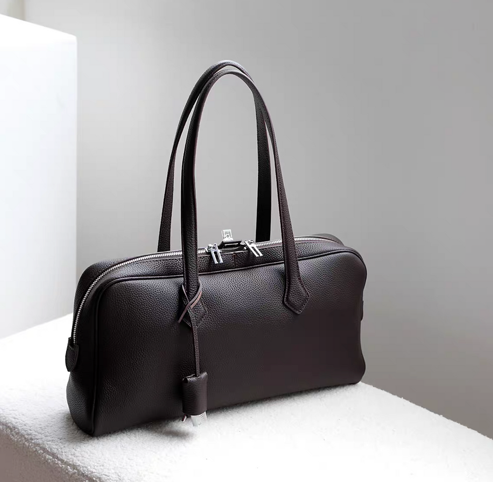 Thumbnail: Toga embossed calf leather handle rectangular shoulder handle bag