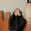 Thumbnail: Metal ball charm calf leather toga embossed handle + crossbody bucket bag