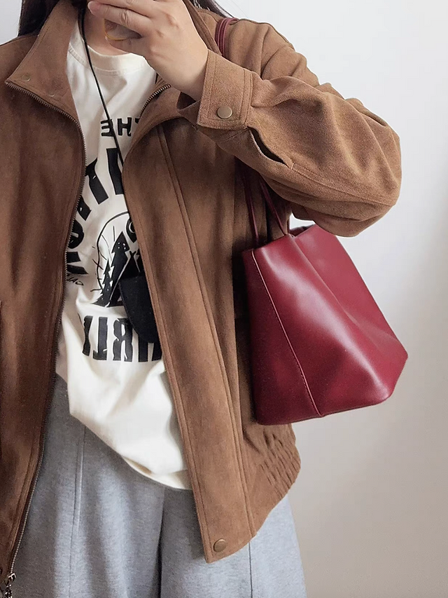 Smooth calf leather bucket shoulder bag 10