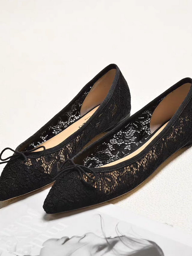 Repetto Paris made in France lace crochet lambskin ribbon flats 4
