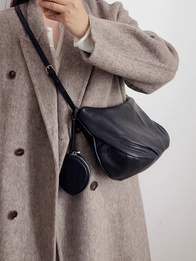 Coin pouch charm calf leather drape dumpling shoulder + crossbody bag 3