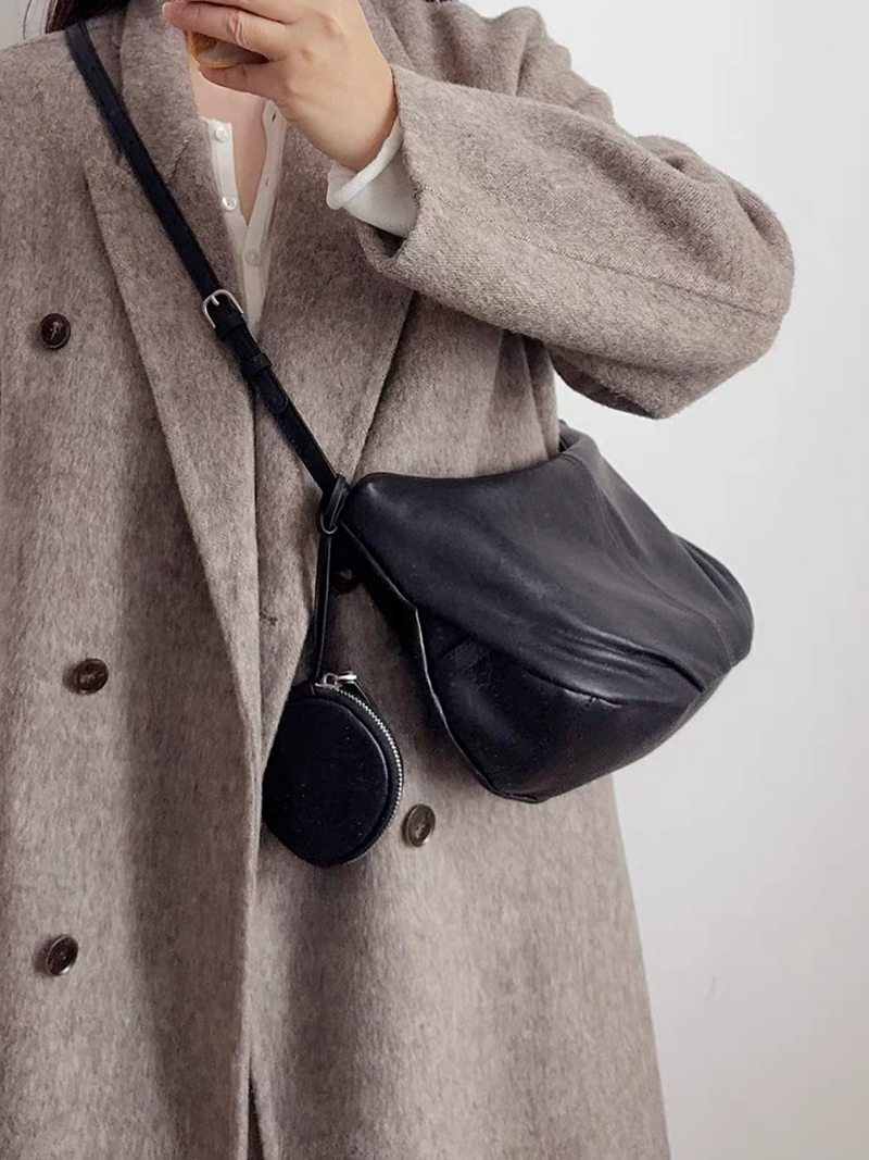 Coin pouch charm calf leather drape dumpling shoulder + crossbody bag 3