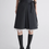Thumbnail: Wavy laced trim cotton rayon pleated side knot A line charcoal skirt