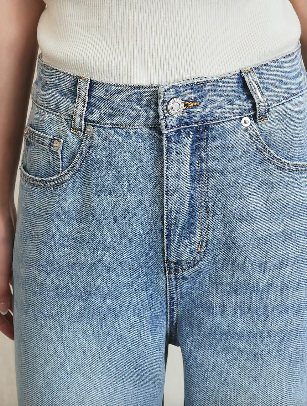 Thumbnail: Acid washed light blue taper jeans