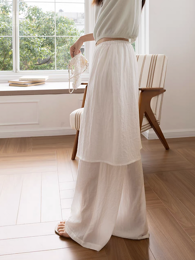 Modal poly cotton drawstring elasticated skirt pants 8
