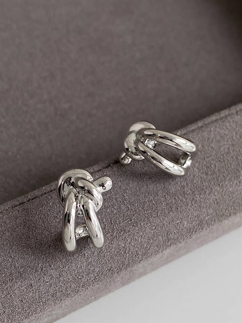 925 Silver molten knot geometry earrings 2