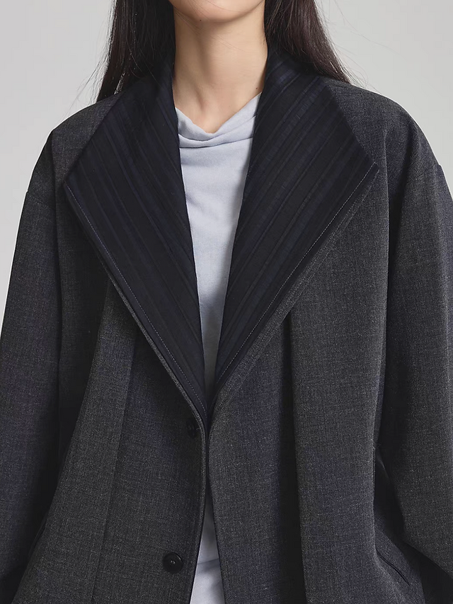 Docking poly rayon 5% wool heather grey elastic trim jacket 2