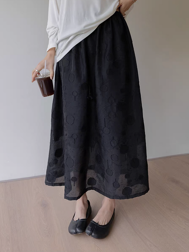 Tencel poly elasticated embossed layered skirt 2