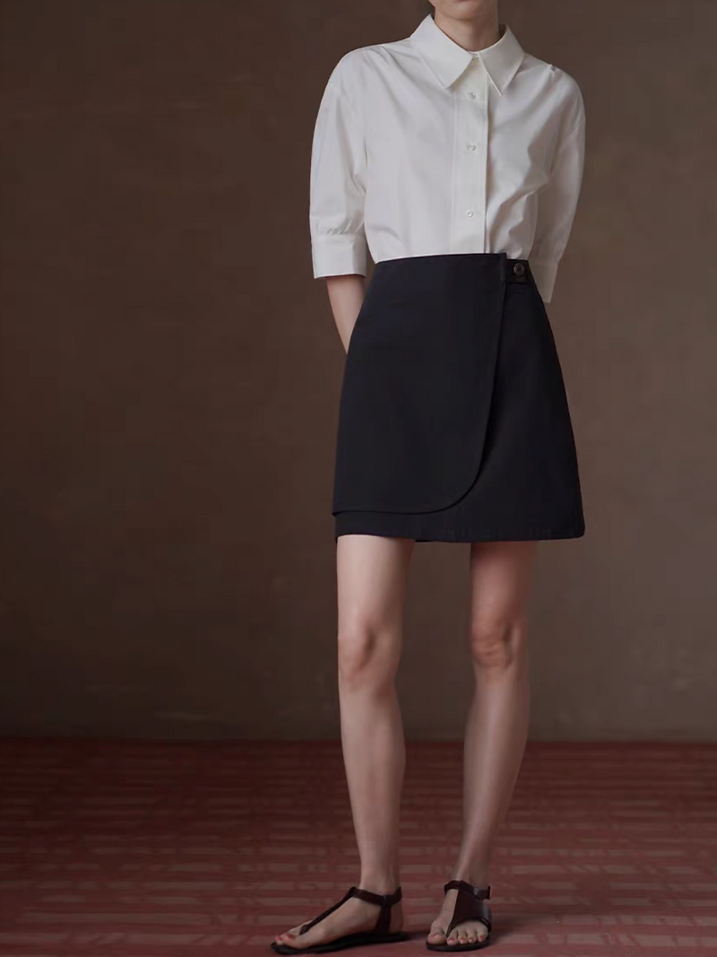 Ivory pure cotton slim cut mid sleeved shirt 5